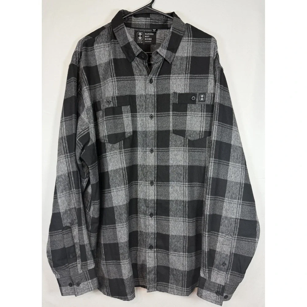 Earned Not Given 2025 Men's 2XL Black Gray Flannel The Lift Box